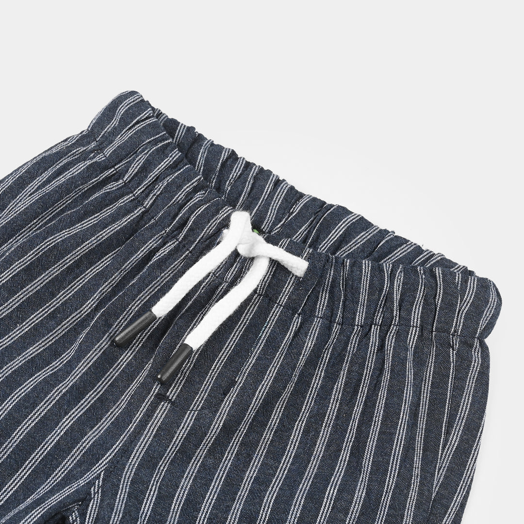 Infant Boys Cotton Pants (Blue Striper) - Blue