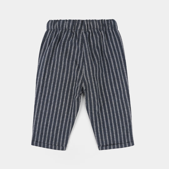 Infant Boys Cotton Pants (Blue Striper) - Blue