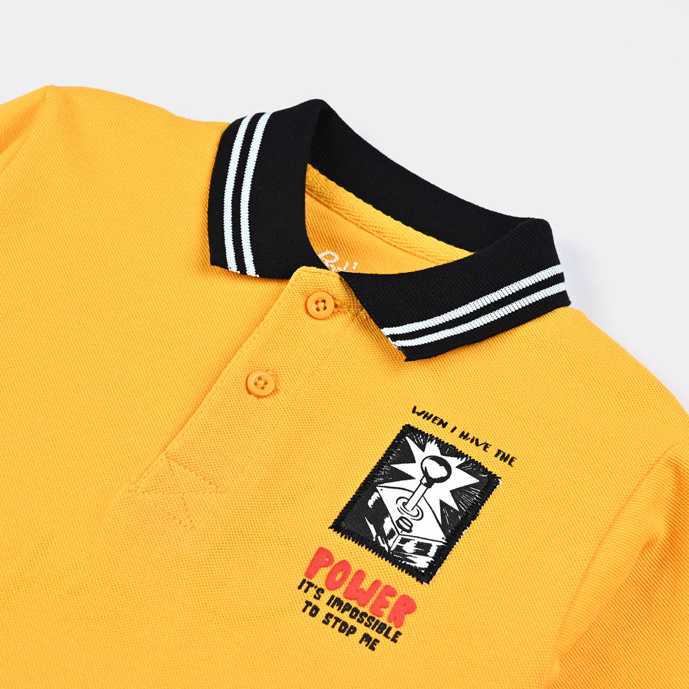 Boys Cotton PK Polo Power-Citrus