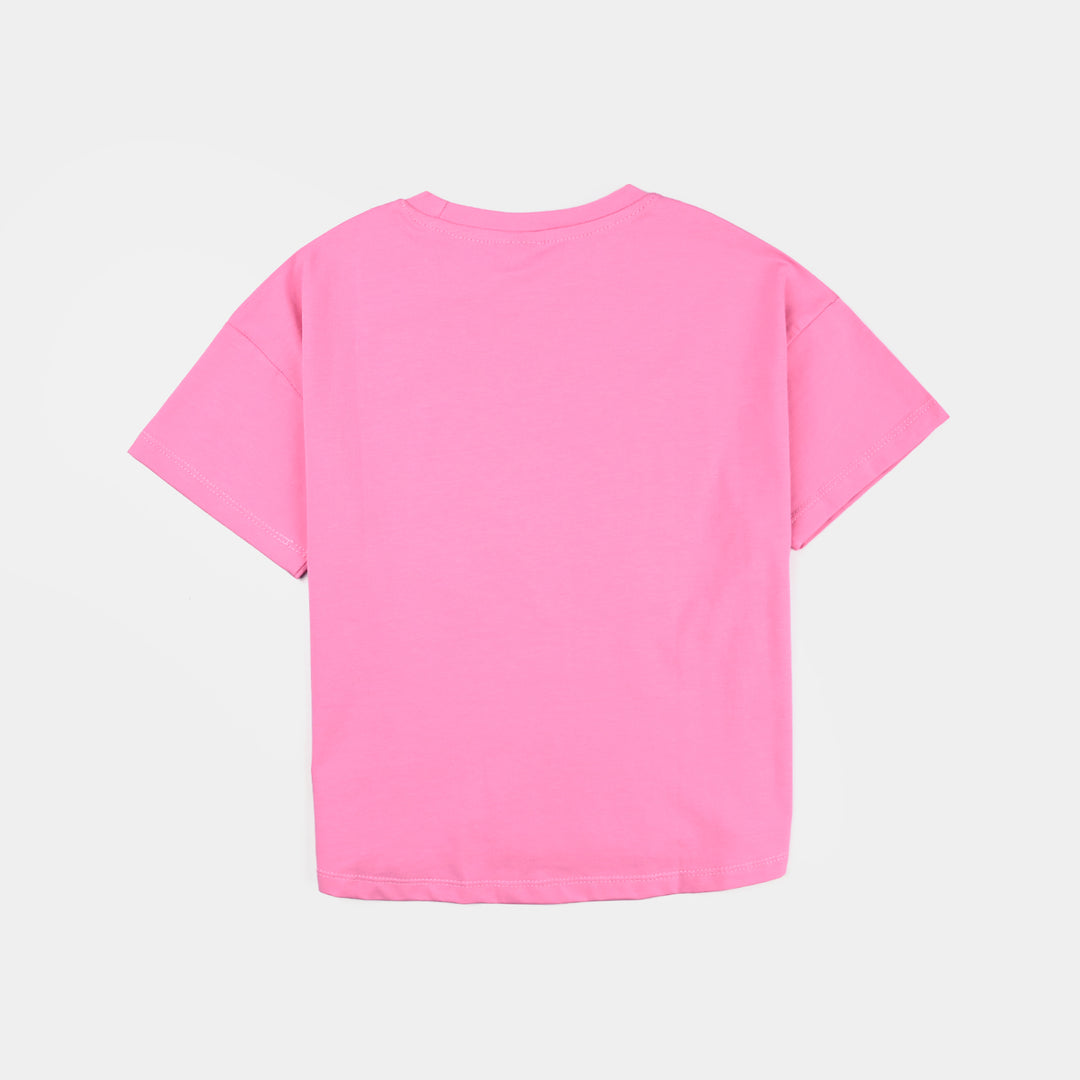 Girls Lycra Jersey T Shirt Growing - Pink