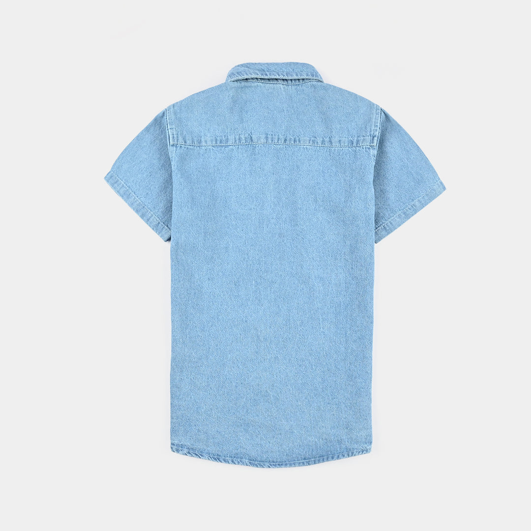 Boys Denim rigid Shirt H/S Skate-LT.Blue