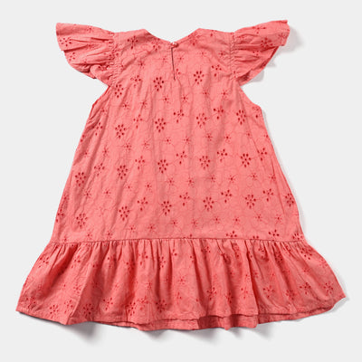 Girls Chiken Kari Casual Frock-Peach