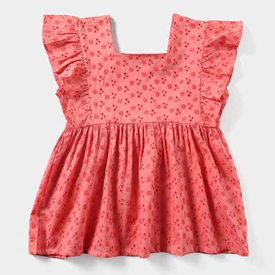 Girls Chiken Kari EMB Top-Peach