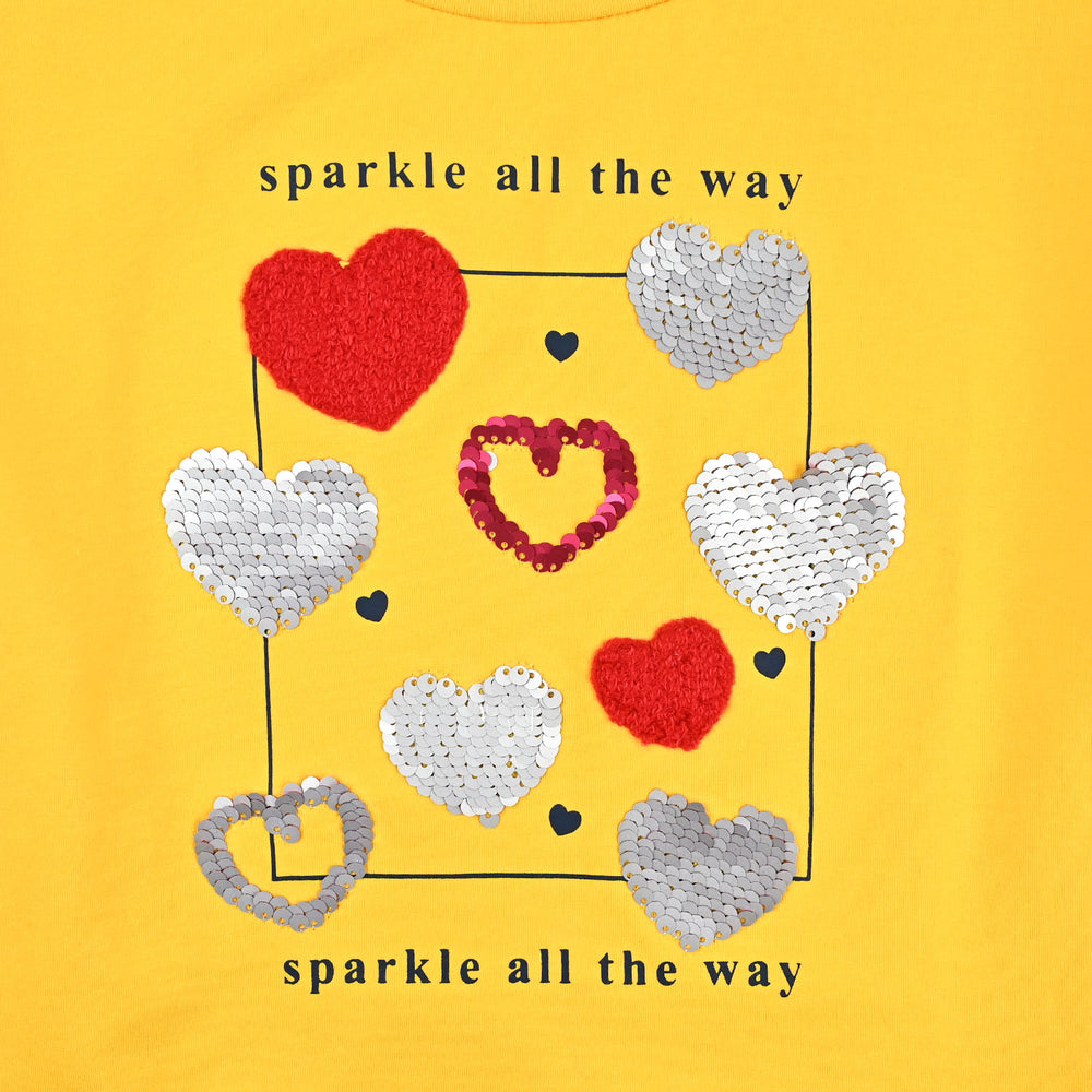 Girls Lycra Jersey T Shirt Sparkle -Yellow