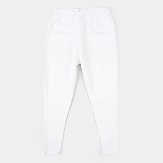 Girls Denim Stretch Jegging (Basic) - White
