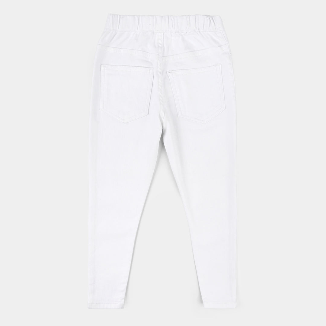 Girls Denim Stretch Jegging (Basic) - White