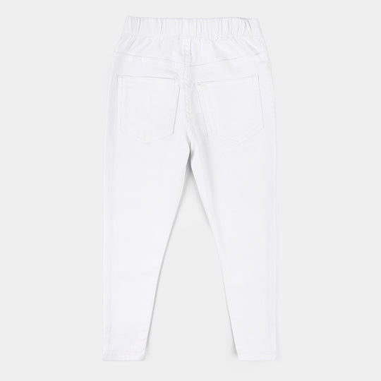 Girls Denim Stretch Jegging (Basic) - White