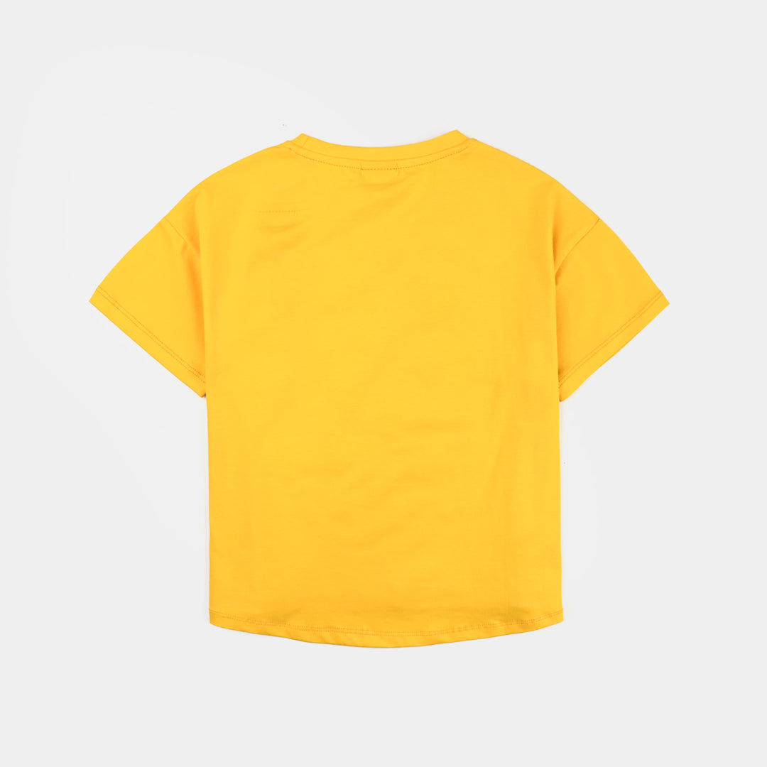 Girls Lycra Jersey T Shirt Sparkle -Yellow