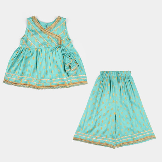 Infant Girls Raw Silk 2Pcs (Anarkha Style) - Gul Mirah/Turquoise