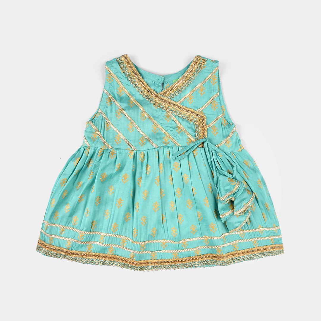 Infant Girls Raw Silk 2Pcs (Anarkha Style) - Gul Mirah/Turquoise