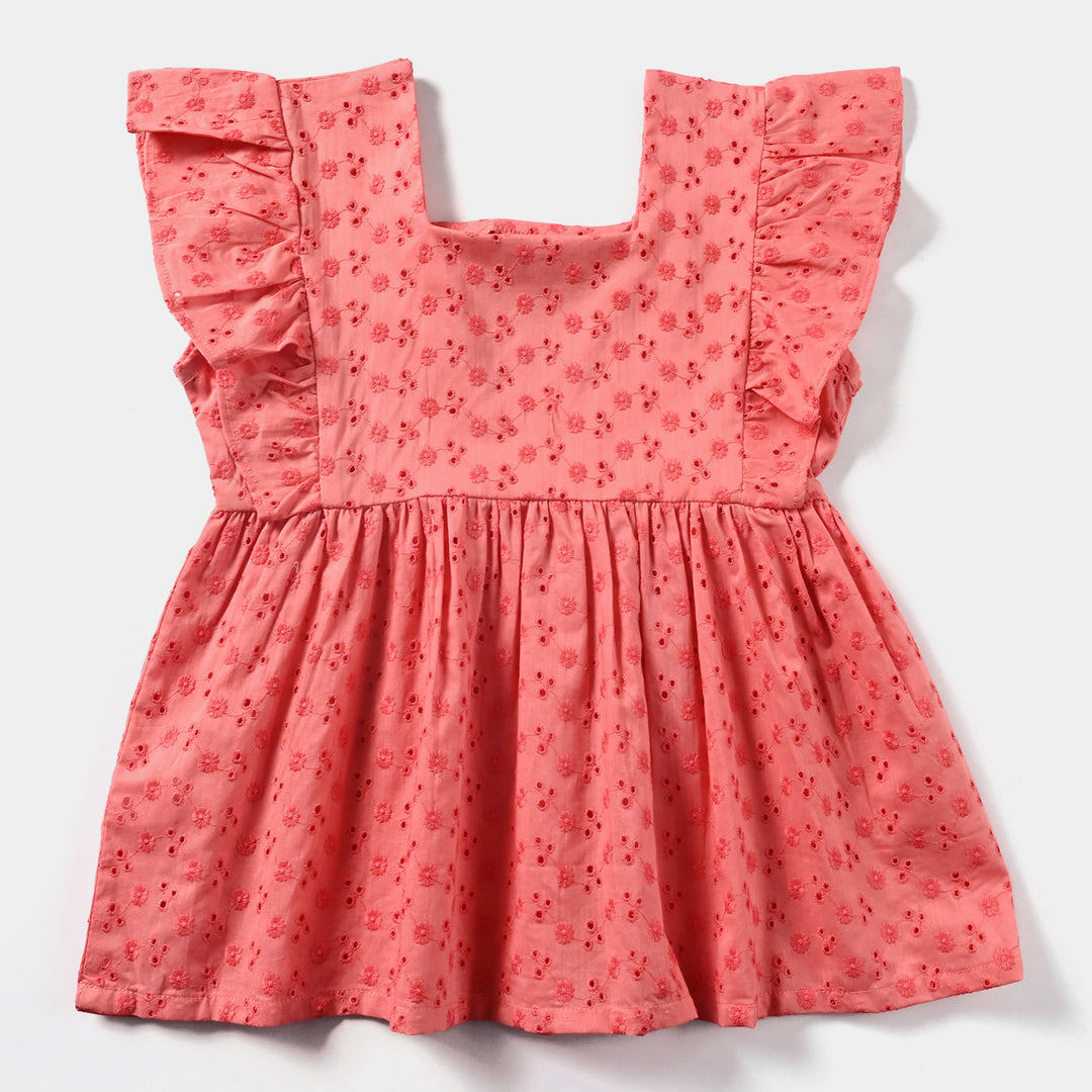 Girls Chiken Kari EMB Top-Peach