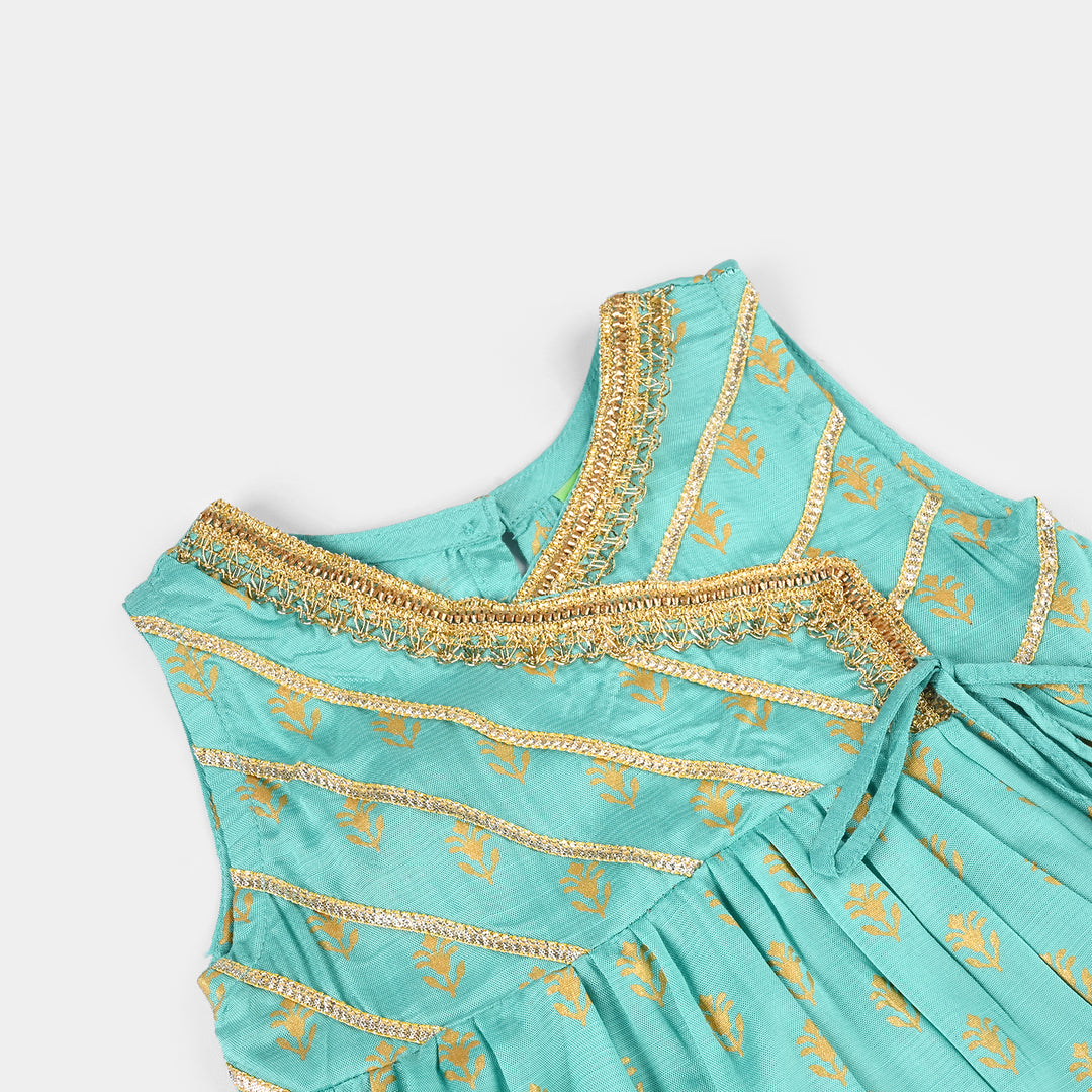 Infant Girls Raw Silk 2Pcs (Anarkha Style) - Gul Mirah/Turquoise