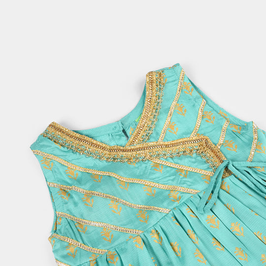 Infant Girls Raw Silk 2Pcs (Anarkha Style) - Gul Mirah/Turquoise