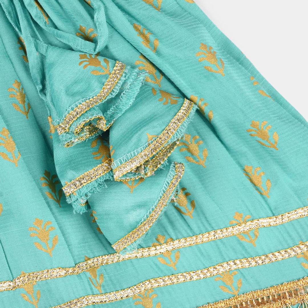 Infant Girls Raw Silk 2Pcs (Anarkha Style) - Gul Mirah/Turquoise