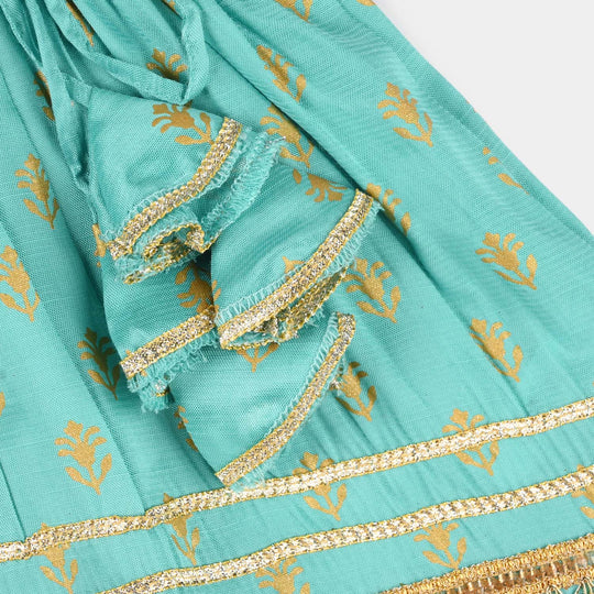 Infant Girls Raw Silk 2Pcs (Anarkha Style) - Gul Mirah/Turquoise