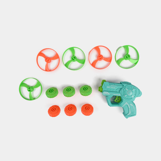 Flying Saucer Gyro Launcher Toy Set