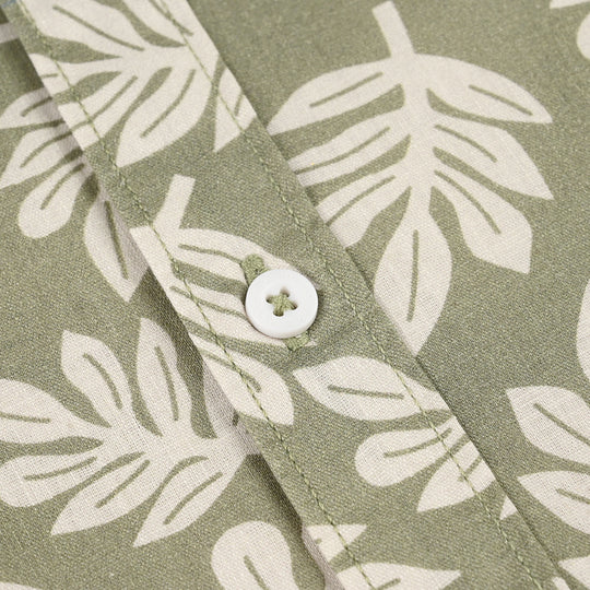 Boys Cotton Slub Shirt (Tropical Leaf) - Green