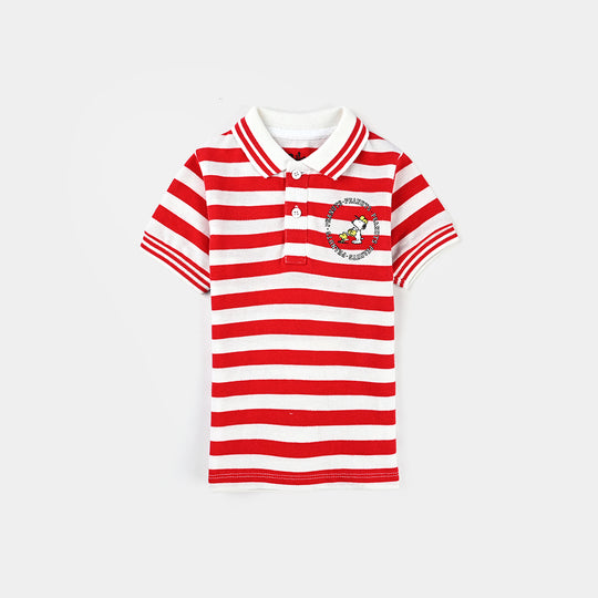 Infant Boys Jumbo Pique Polo-Red/White