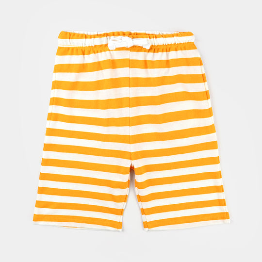 Boys Cotton Pique Short Striper-Citrus