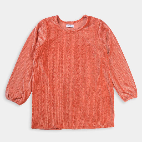 Teens Girls Velvet Casual Top-Rust