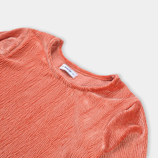 Teens Girls Velvet Casual Top-Rust