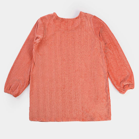 Teens Girls Velvet Casual Top-Rust