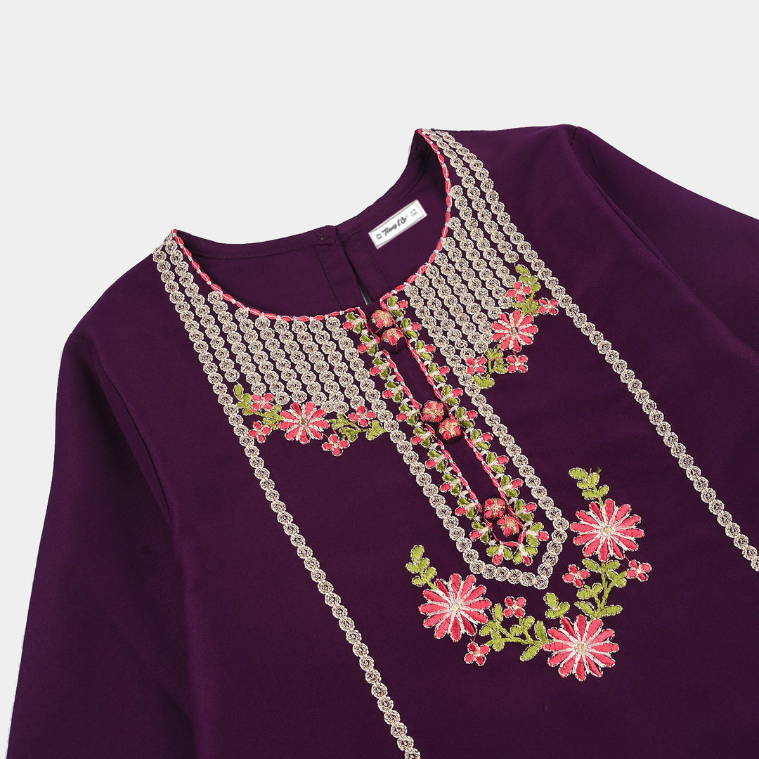 Teens Girls Poly Cambric 3-Piece Set (Rang Saaz) - Purple