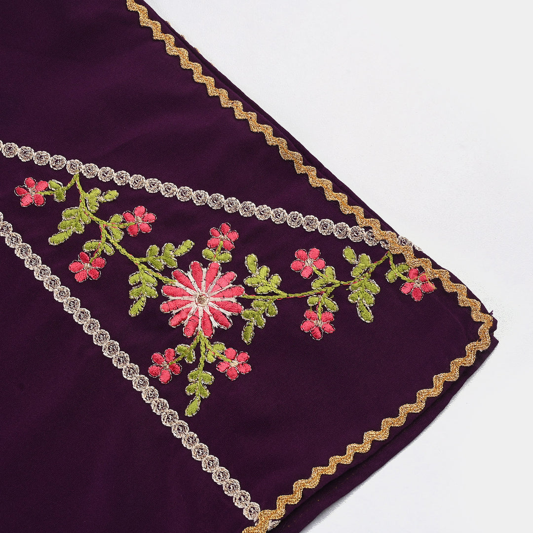 Teens Girls Poly Cambric 3-Piece Set (Rang Saaz) - Purple