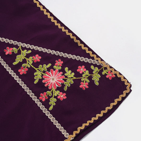 Teens Girls Poly Cambric 3-Piece Set (Rang Saaz) - Purple