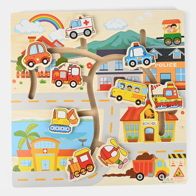 Wooden Transportation Positioning Game For Kids