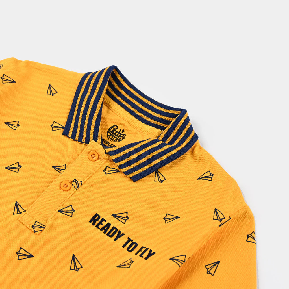 Boys Pique Polo Paper Plane-Citrus