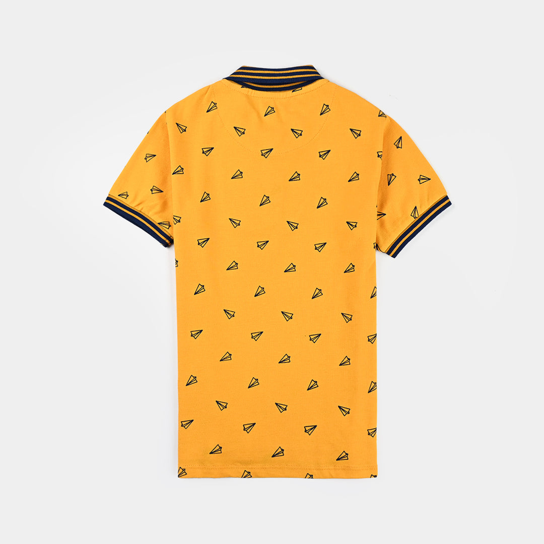 Boys Pique Polo Paper Plane-Citrus