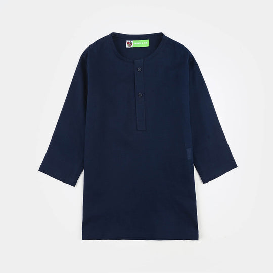Infant Boys Poly Viscose Kurta (Lurex) - Navy