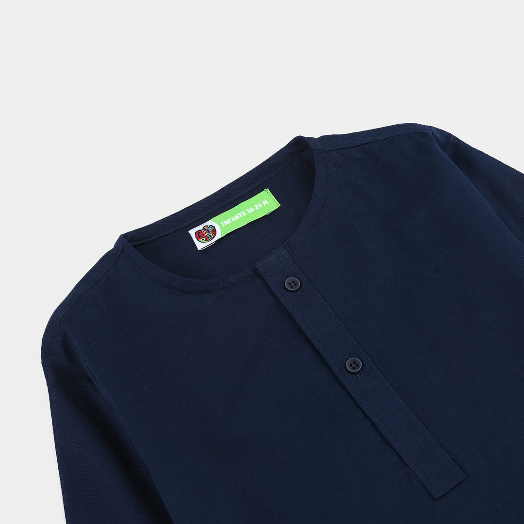Infant Boys Poly Viscose Kurta (Lurex) - Navy