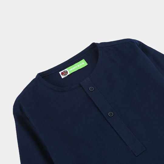 Infant Boys Poly Viscose Kurta (Lurex) - Navy