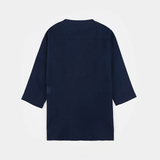 Infant Boys Poly Viscose Kurta (Lurex) - Navy