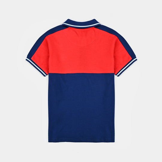 Boys Pique Polo-Navy/Red