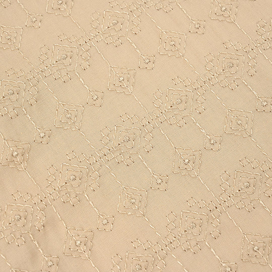 Boys Cotton Poplin Kurta Pajama (Chicken Kari) - Beige