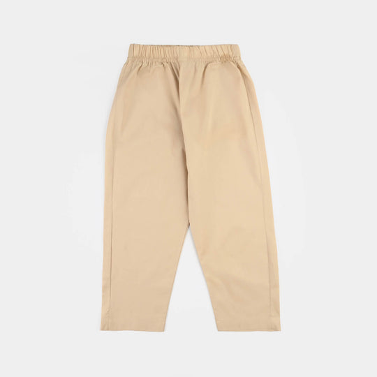 Boys Cotton Poplin Kurta Pajama (Chicken Kari) - Beige