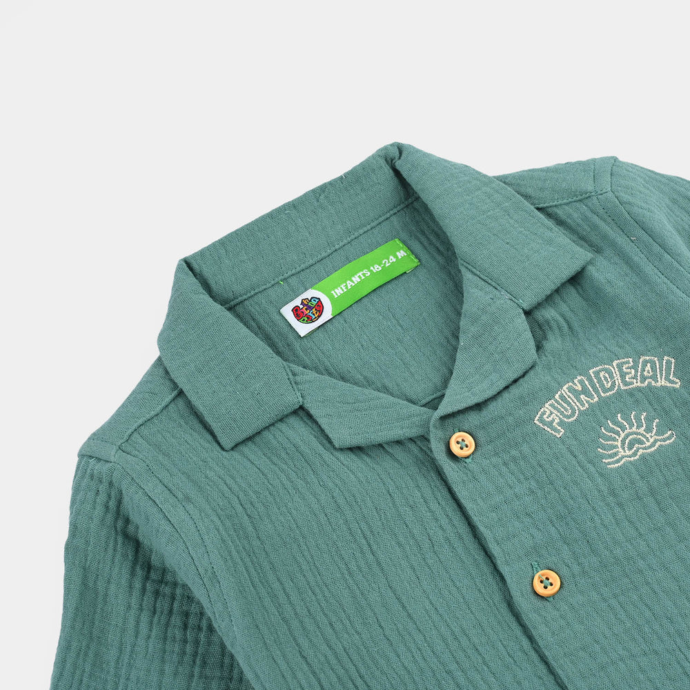 Infant Boys Gauze Shirt (Fun Deal) - Green