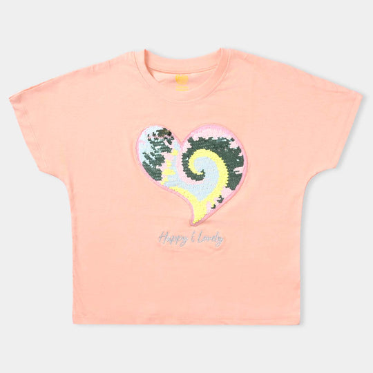 Girls Cotton Jersey T-Shirt H/S Heart-P. Nectar