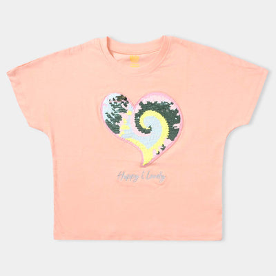 Girls Cotton Jersey T-Shirt H/S Heart-P. Nectar