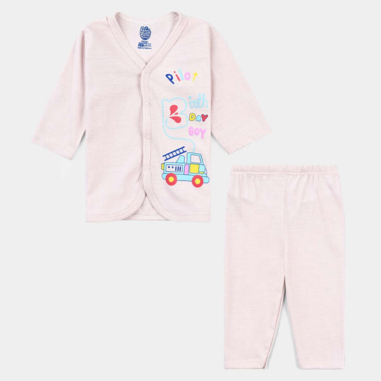 Infant Unisex Night Suit-M Chest Pink|0-6M