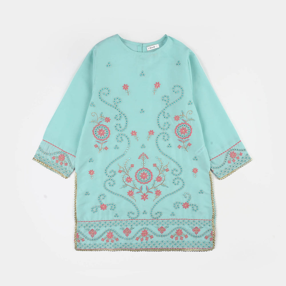 Teens Girls Poly Cambric 3-Piece Ghazal Set - Mint Green