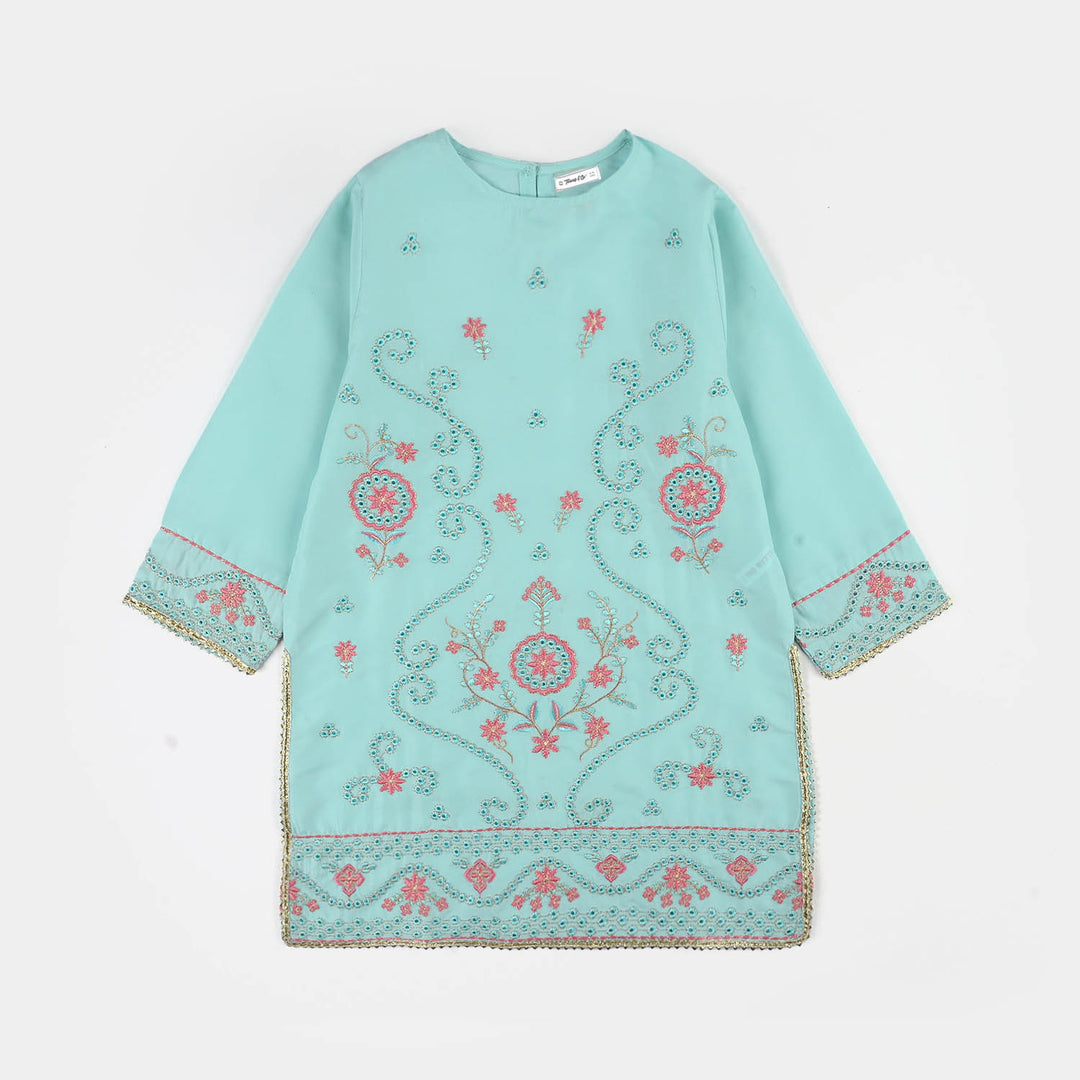 Teens Girls Poly Cambric 3-Piece Ghazal Set - Mint Green