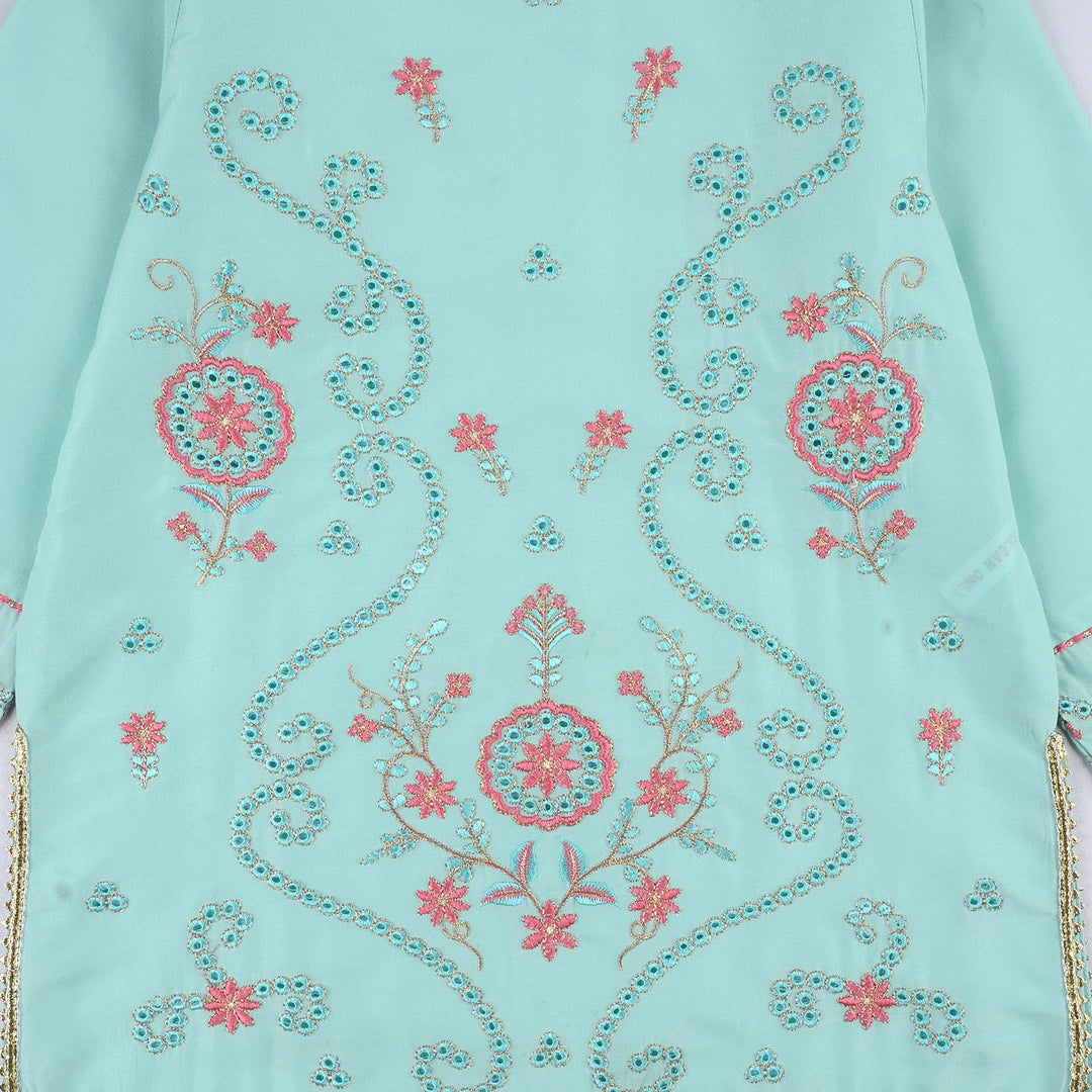 Teens Girls Poly Cambric 3-Piece Ghazal Set - Mint Green