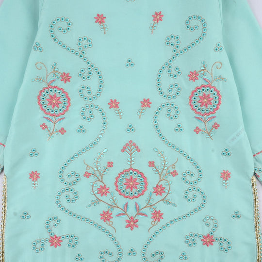 Teens Girls Poly Cambric 3-Piece Ghazal Set - Mint Green