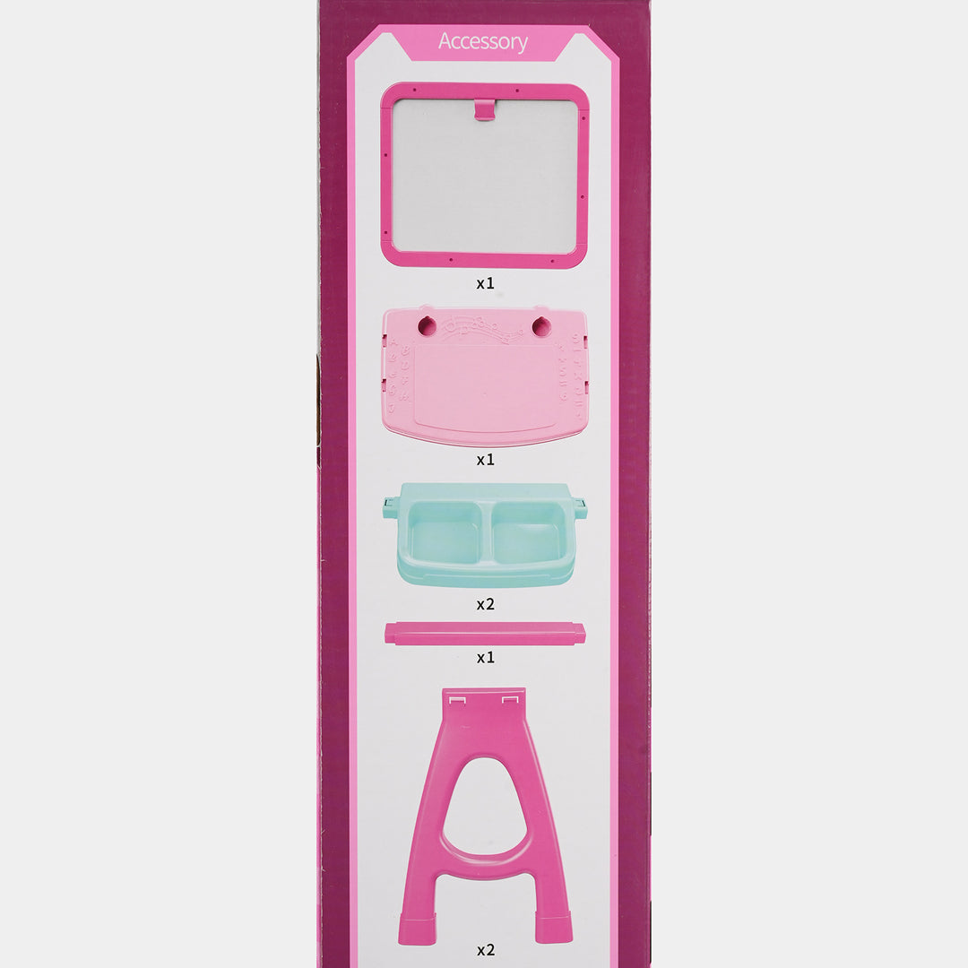 2-in-1 Beautiful Vanity Set & Drawing Board Easel