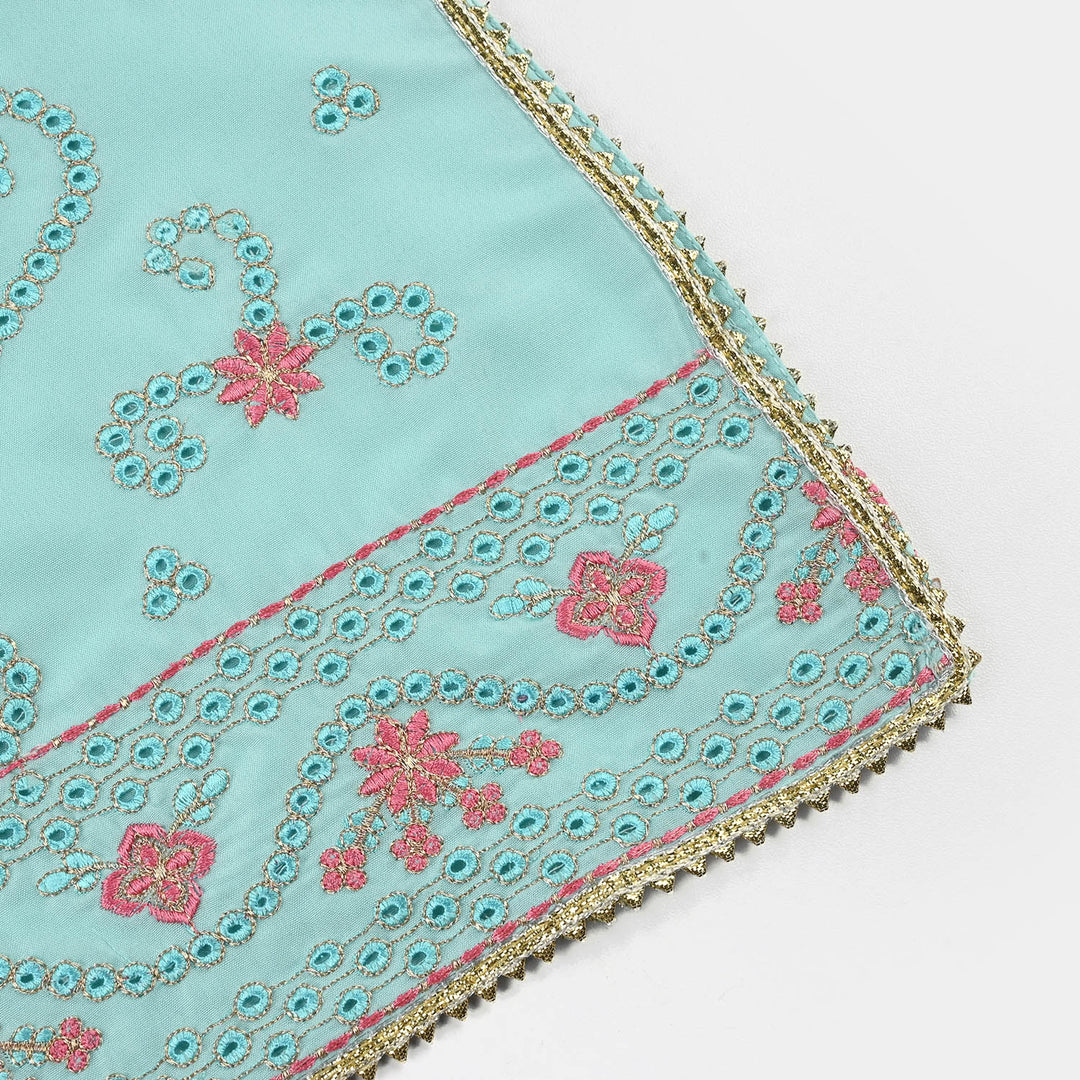 Teens Girls Poly Cambric 3-Piece Ghazal Set - Mint Green