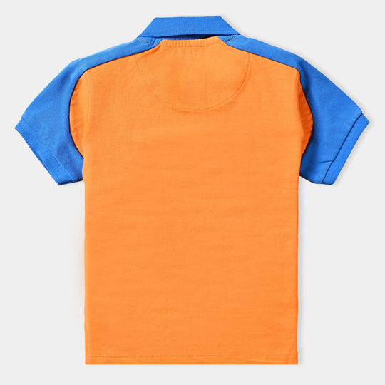 Boys Cotton PK Polo Beach Break-B.Marigold